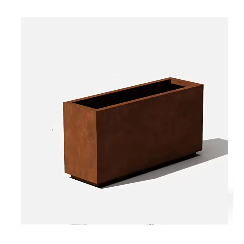 Jardineira Metálica Retangular Corten – 120cm em Aço Corten para Jardim e Paisagismo (30x120x40cm)