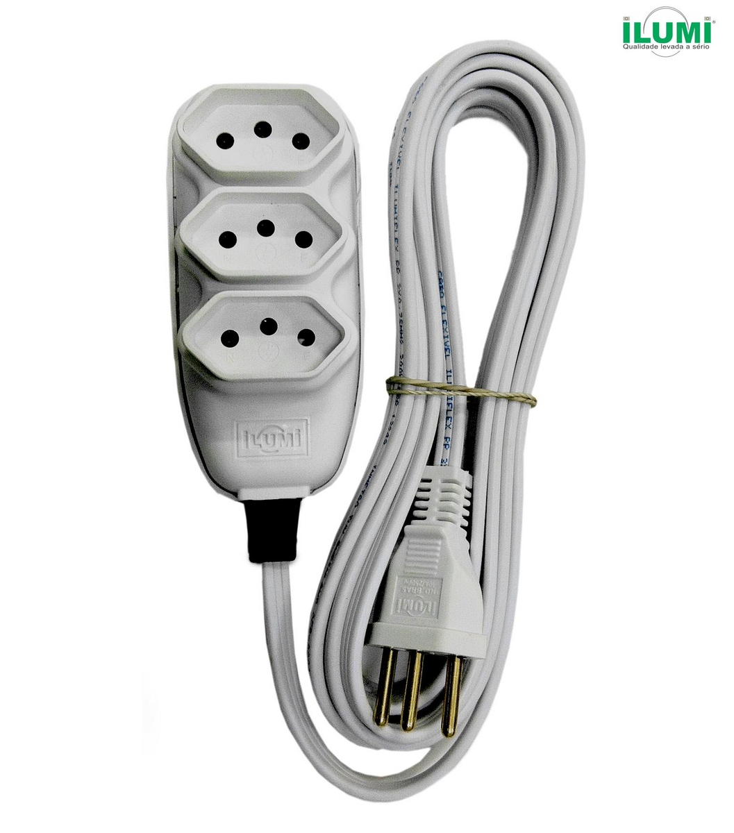 EXTENSAO PP CHATO 2P+T 3MT CZ COMPACT