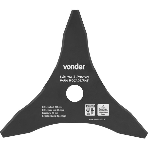 LAMINA P/ROCADEIRA 255MM 3PONTAS FURO 1″