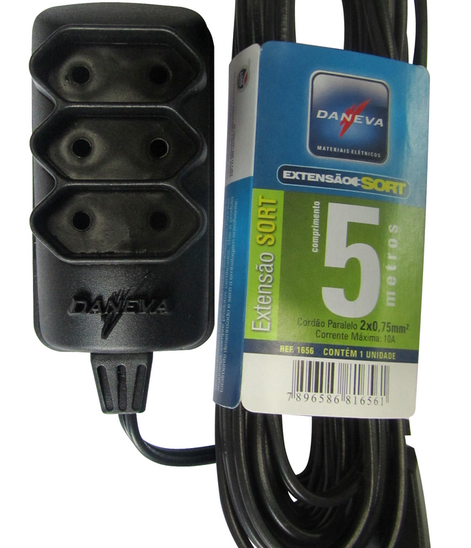 EXTENSAO PL 2P 2X0,75  5M PT