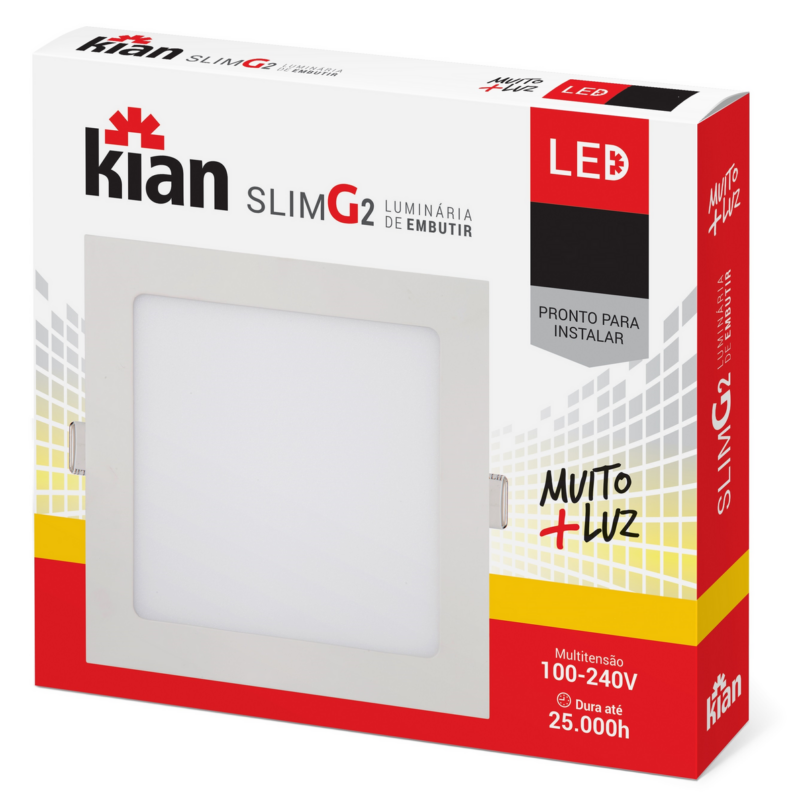PAINEL LED EMB QUAD 11,8CM 6W 3K BR