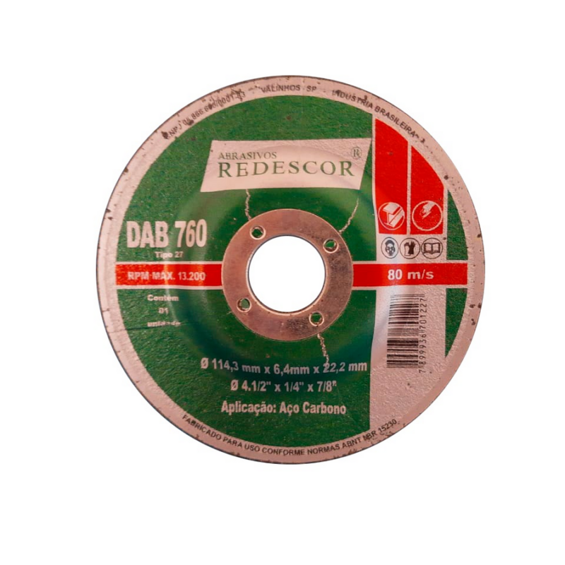 DISCO DE DESBASTE 4.1/2X3/16X7/8″ METAL