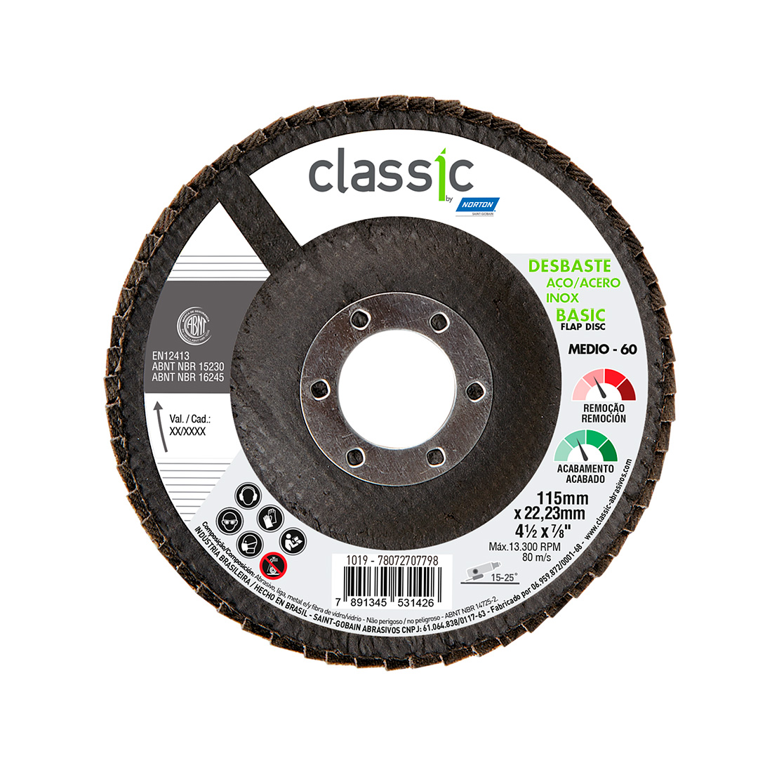 DISCO FLAP RETO 4.1/2" G120 ALUMINIO