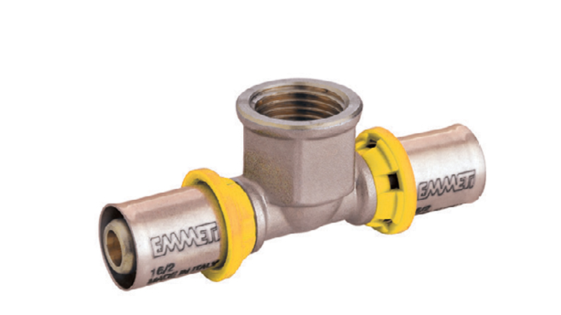 TEE PEXGAS R FEMEA 20MMX1/2"X20MM