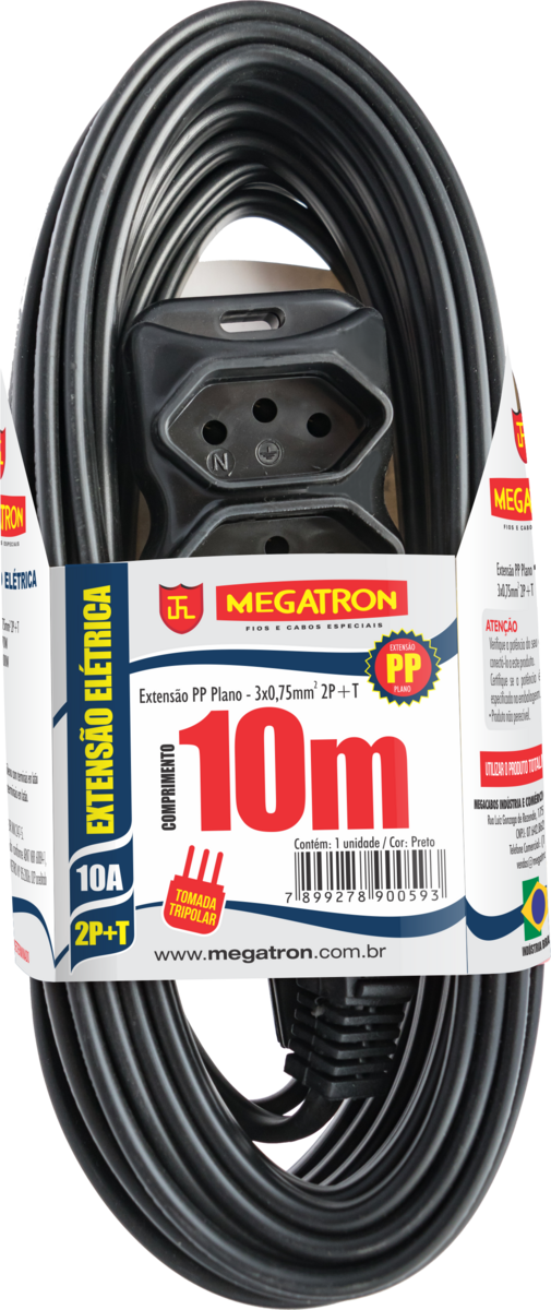 EXTENSAO PP CHATO 2P+T 10M PT