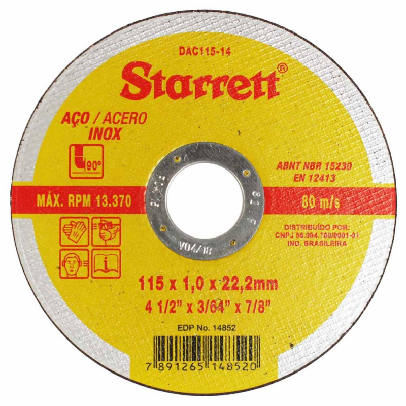DISCO DE CORTE  4.1/2X3/64X7/8″ INOX