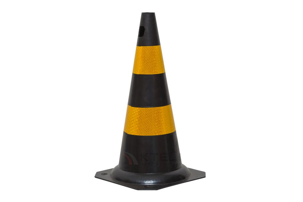 CONE DE SINALIZACAO 50CM PT/AM FLEXIVEL