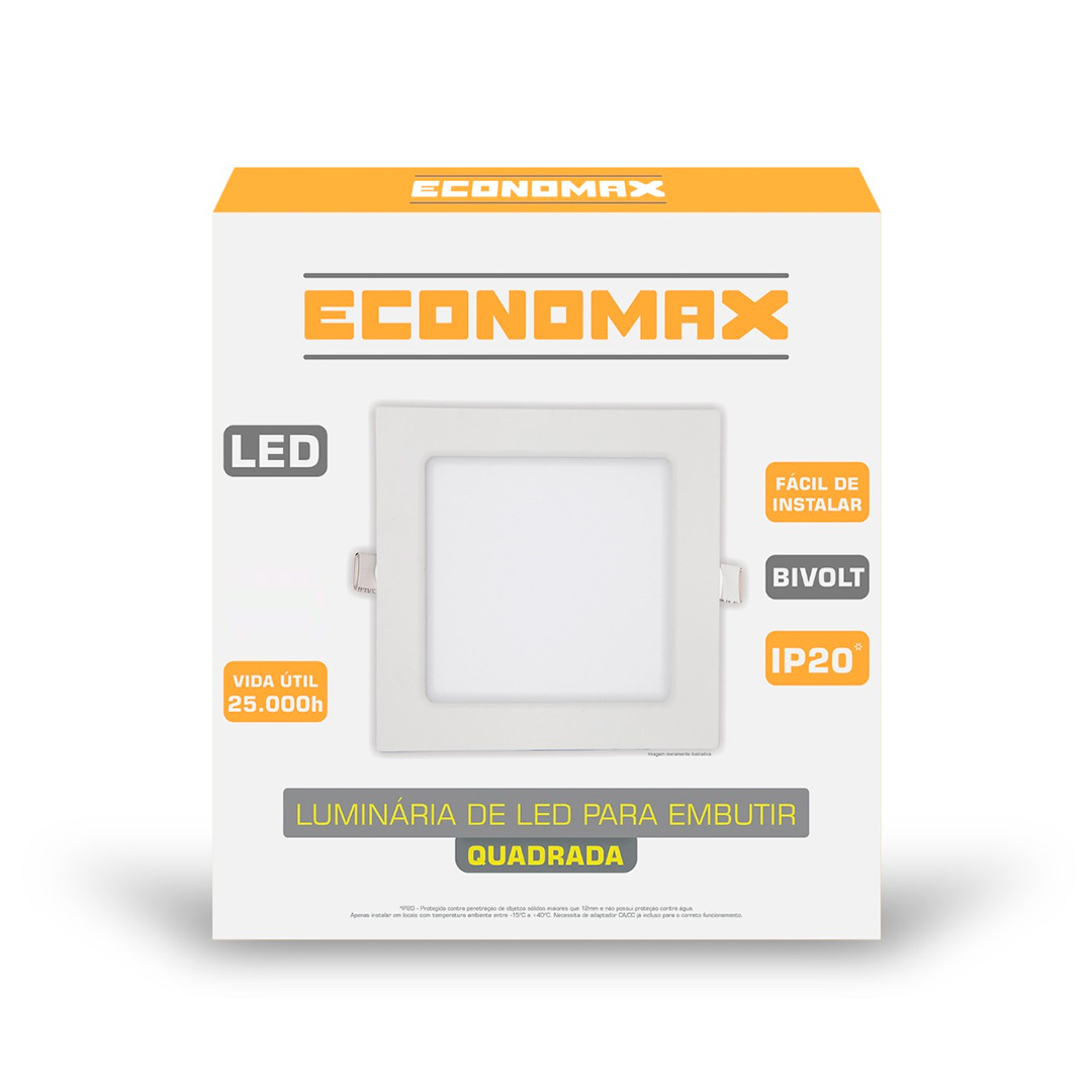PAINEL LED EMB QUAD 21,9CM 18W 6,5K BR