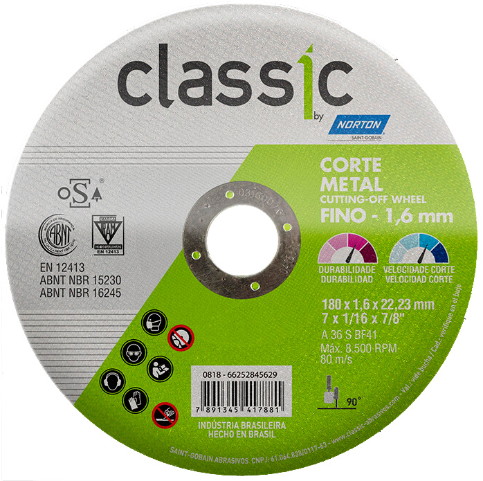 DISCO DE CORTE  7X1/16X7/8″ METAL