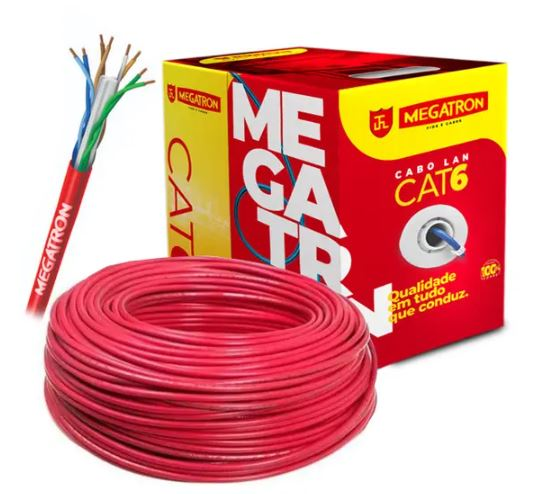 CABO REDE LAN 4P CAT6 VERM CMX 305M