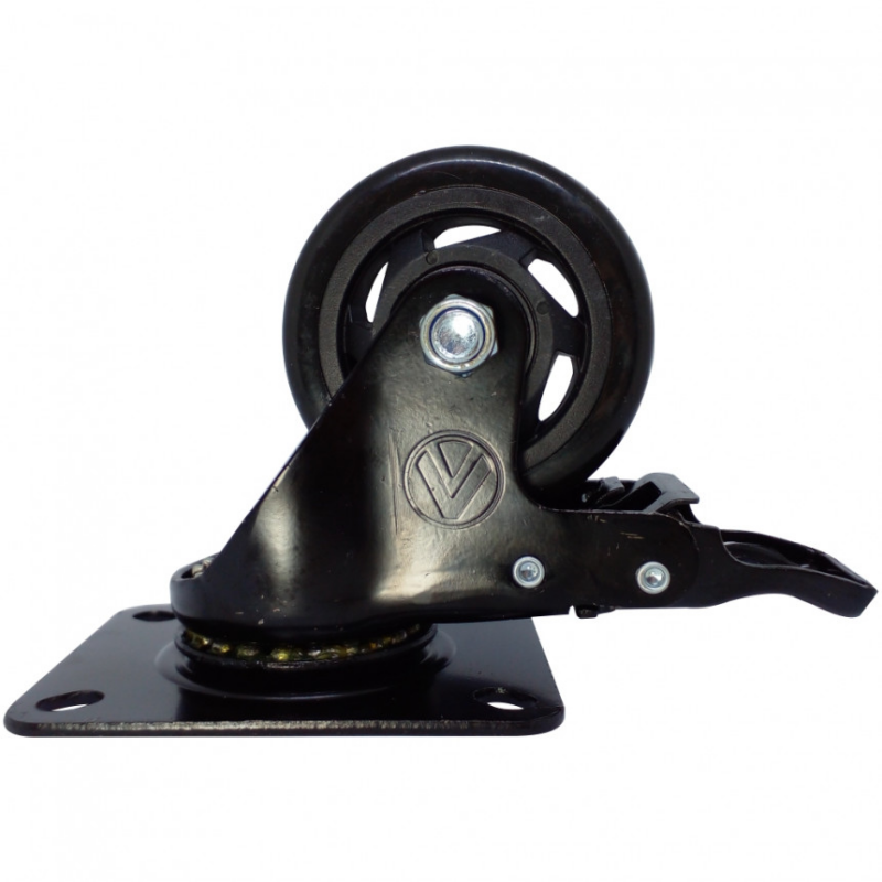 RODIZIO GIRAT 4″  PVC PRETO C/FREIO
