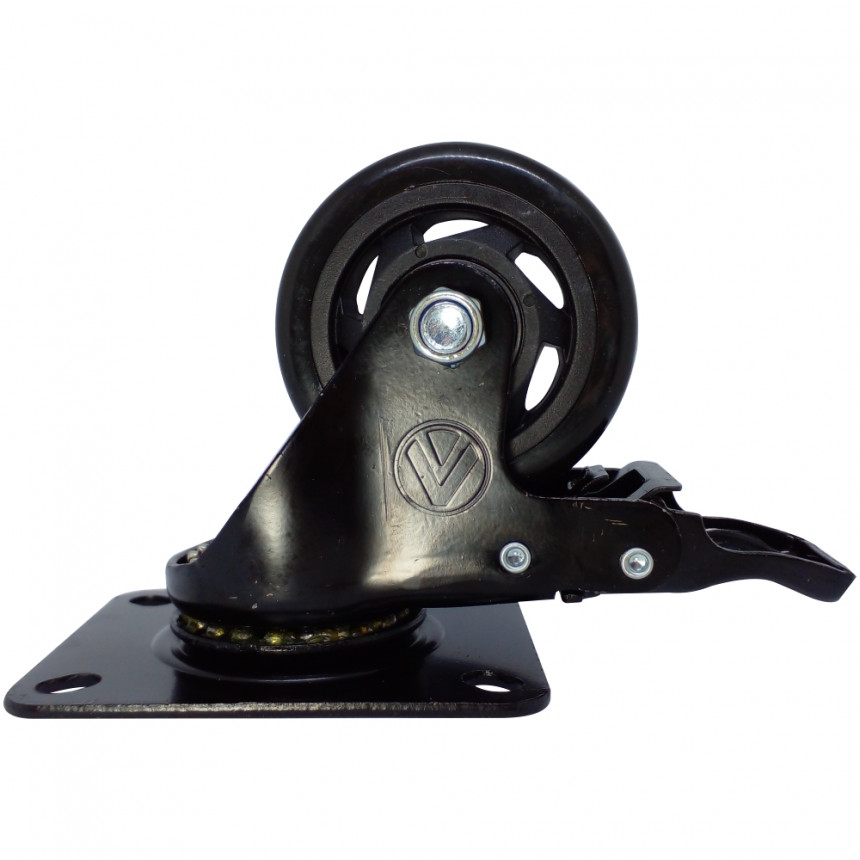 RODIZIO GIRAT 4" PVC PRETO C/FREIO
