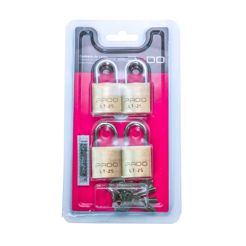 CADEADO LATAO 25MM 4 CHAVES BLIST