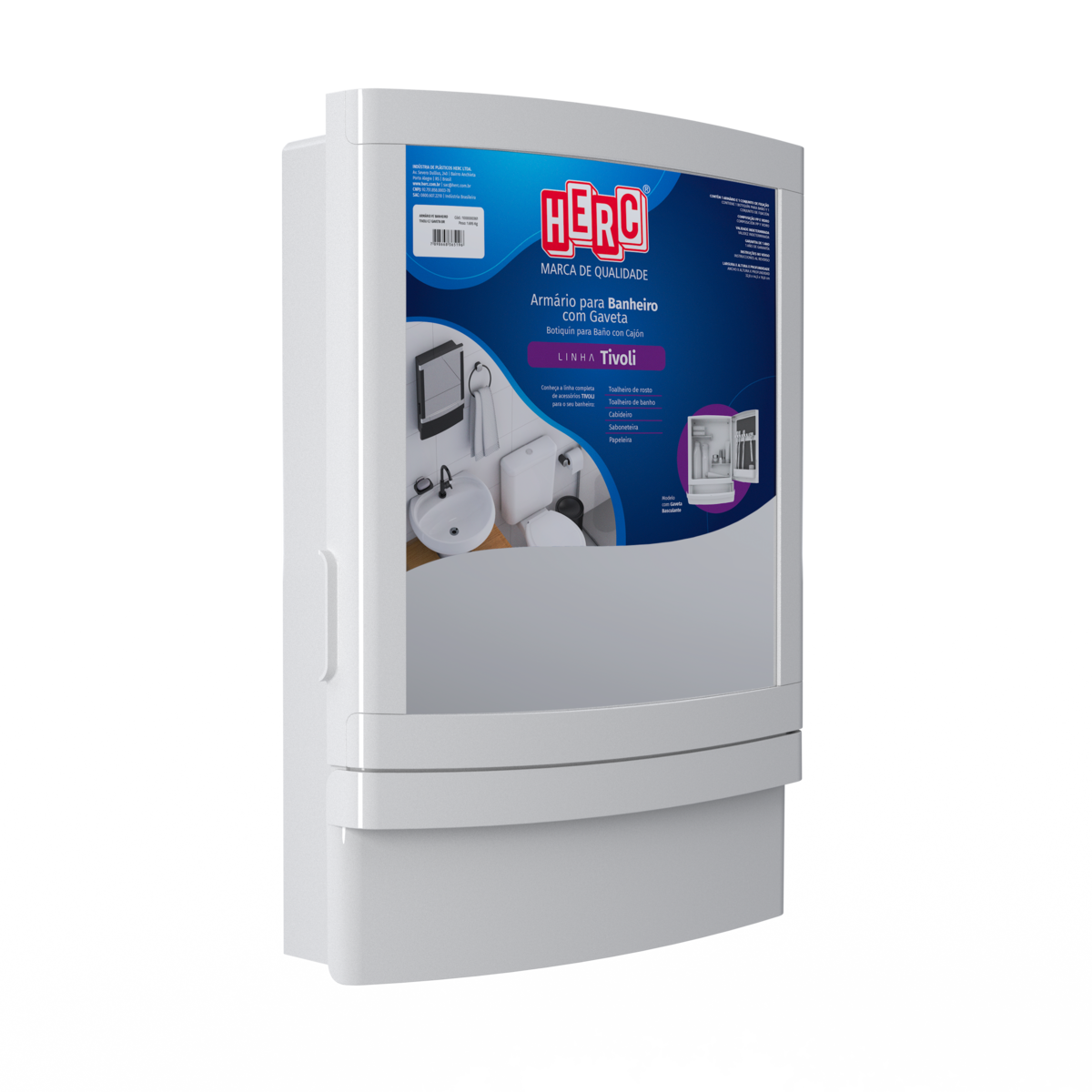 ARMARIO PLAST EMB 46X33X11CM C/GAVETA BR