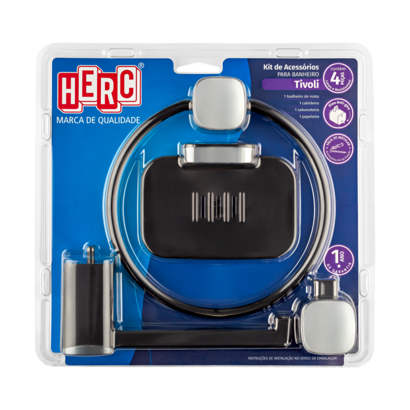 KIT P/BANHEIRO ABS PT/CR 4PC TIVOLI