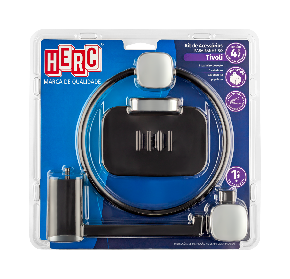 KIT P/BANHEIRO ABS PT/CR 4PC TIVOLI