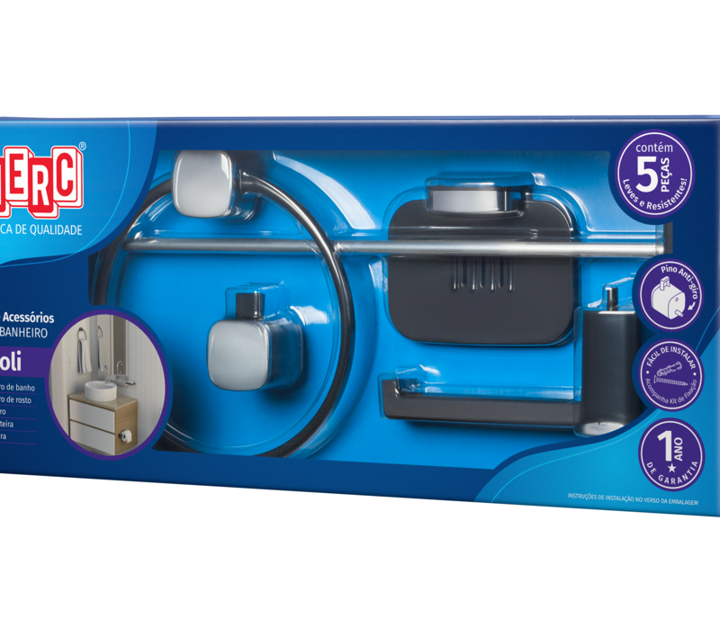 KIT P/BANHEIRO ABS PT/CR 5PC TIVOLI