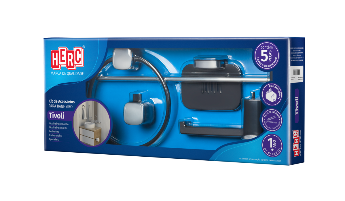 KIT P/BANHEIRO ABS PT/CR 5PC TIVOLI