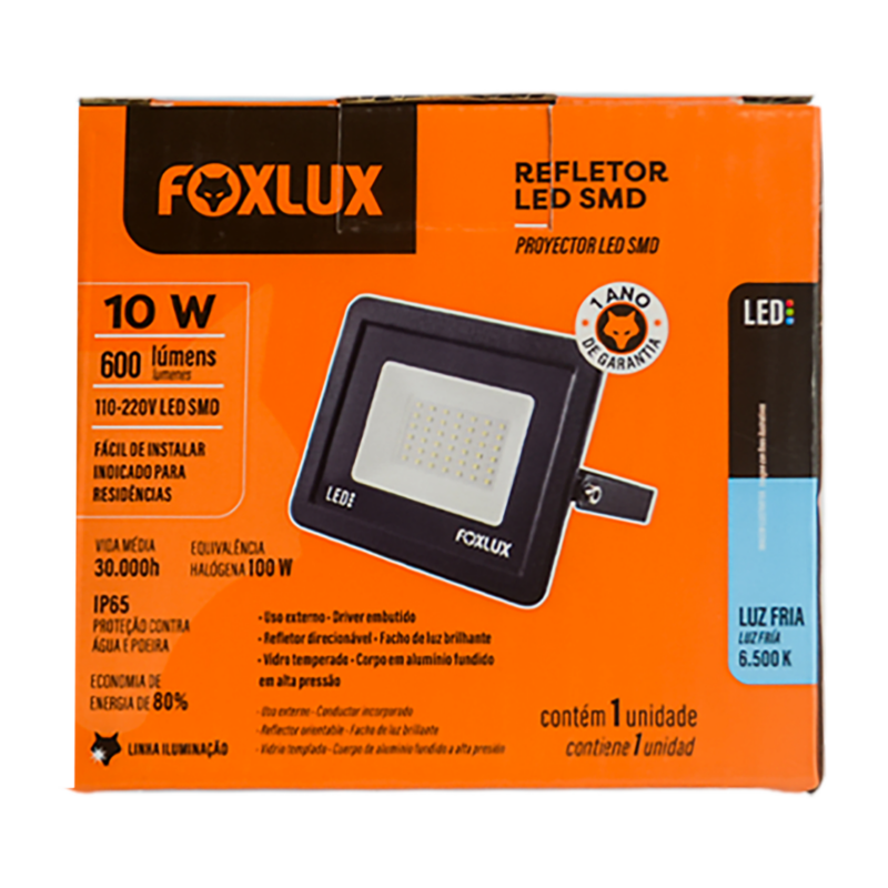 REFLETOR LED PT  10W 6,5K SLIM