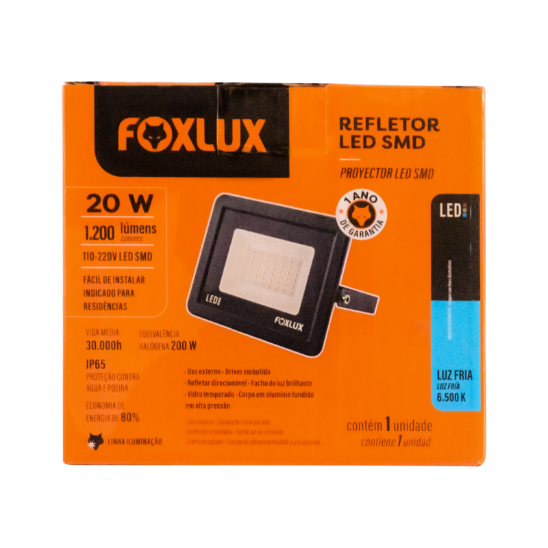 REFLETOR LED PT  20W 6,5K SLIM
