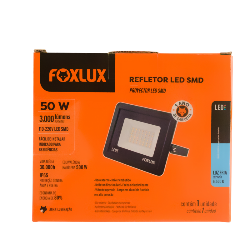 REFLETOR LED PT  50W 6,5K SLIM