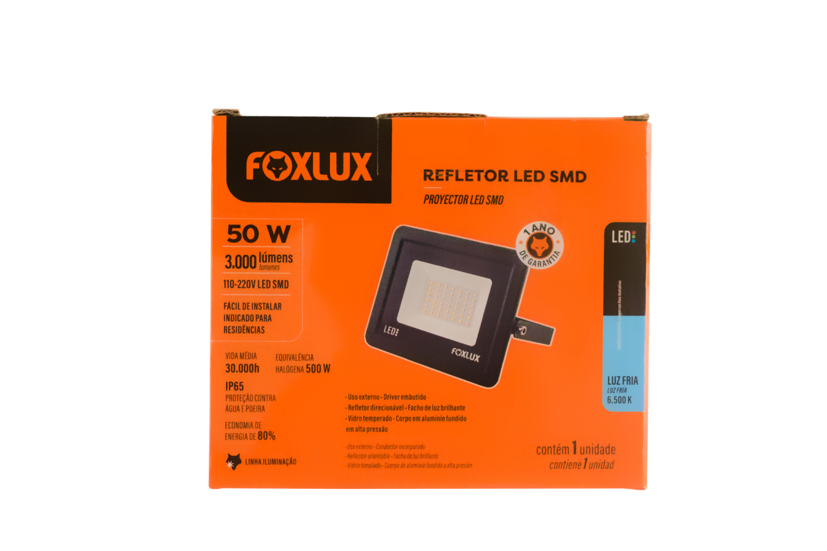 REFLETOR LED PT 50W 6,5K SLIM