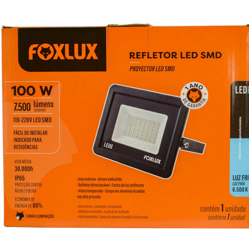 REFLETOR LED PT 100W 6,5K SLIM
