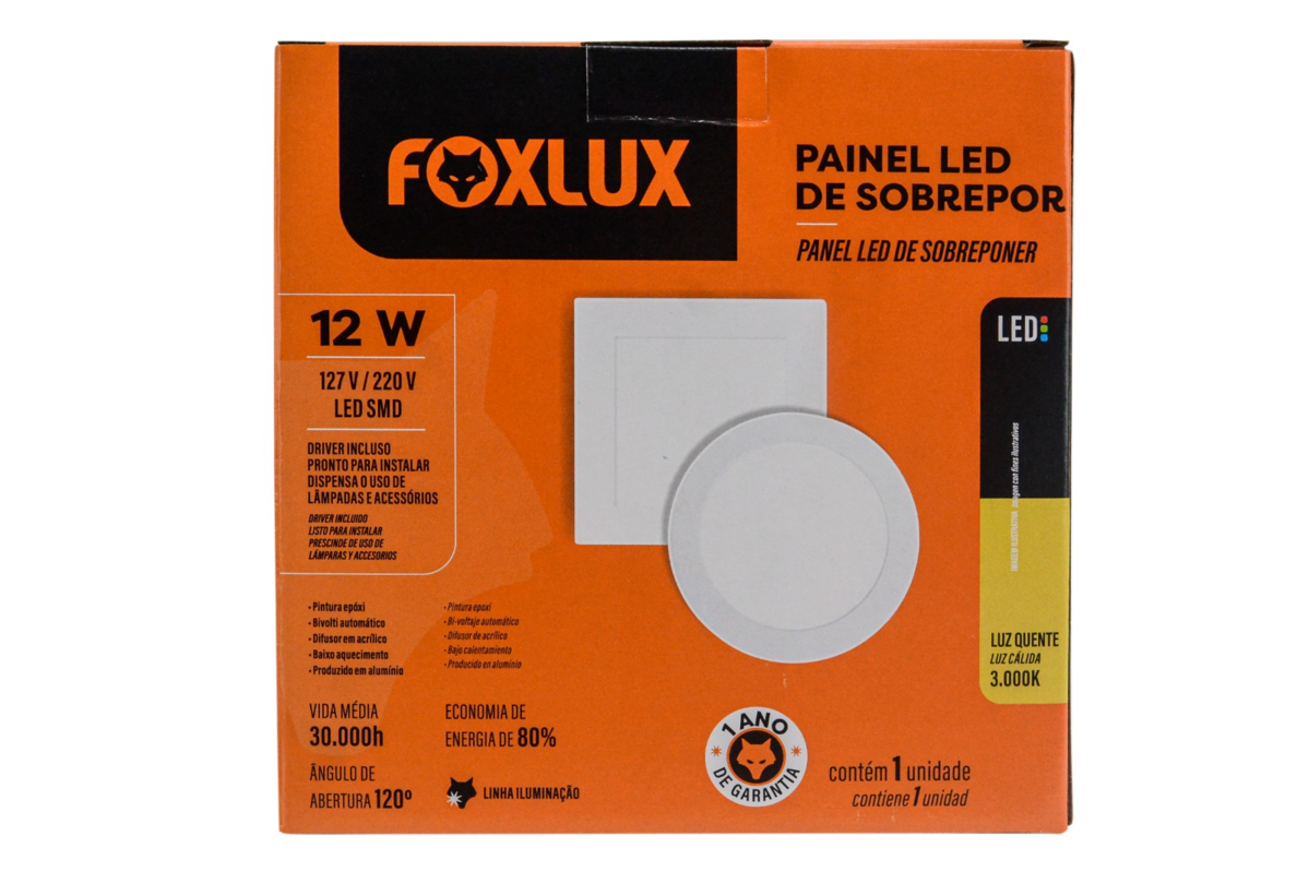 PAINEL LED SOB QUAD 17,5CM 12W 6,5K BV