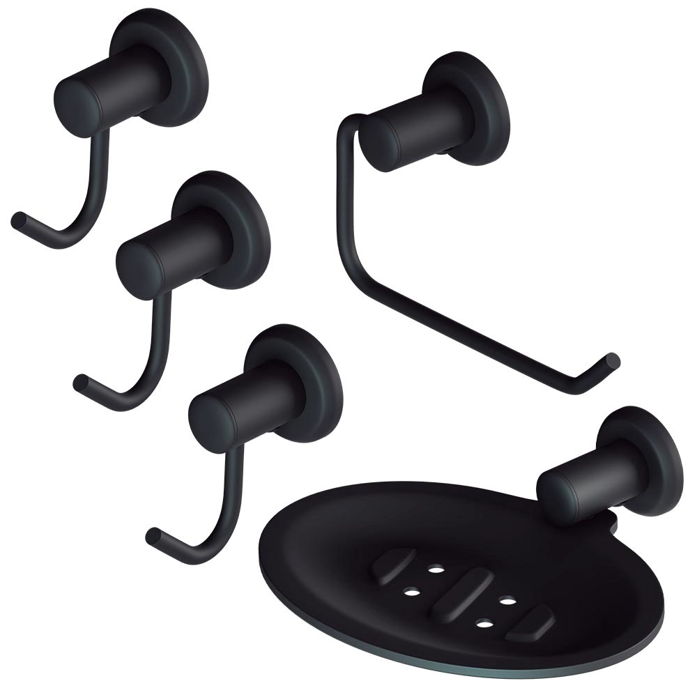 KIT P/BANHEIRO METAL PT 5PC TURIM PLUS