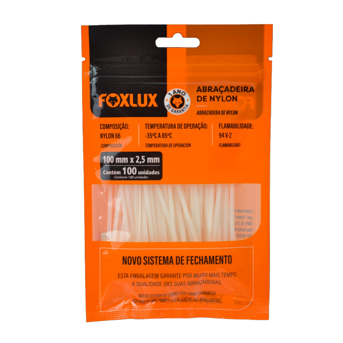 ABRACADEIRA NYLON BR 100X2,5MM 100UN
