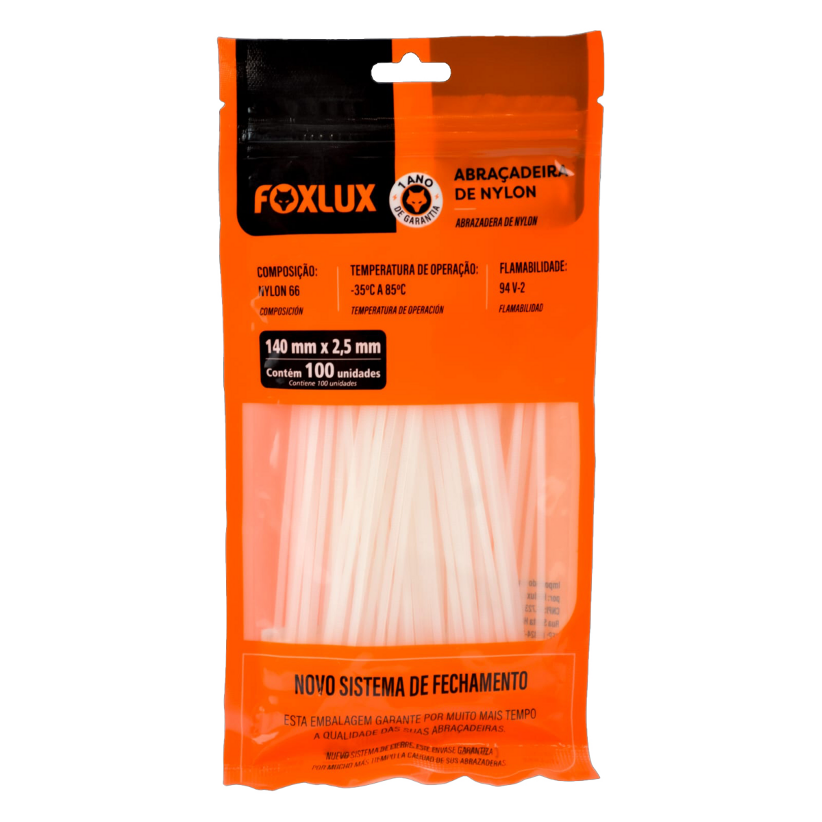 ABRACADEIRA NYLON BR 140X2,5MM 100UN