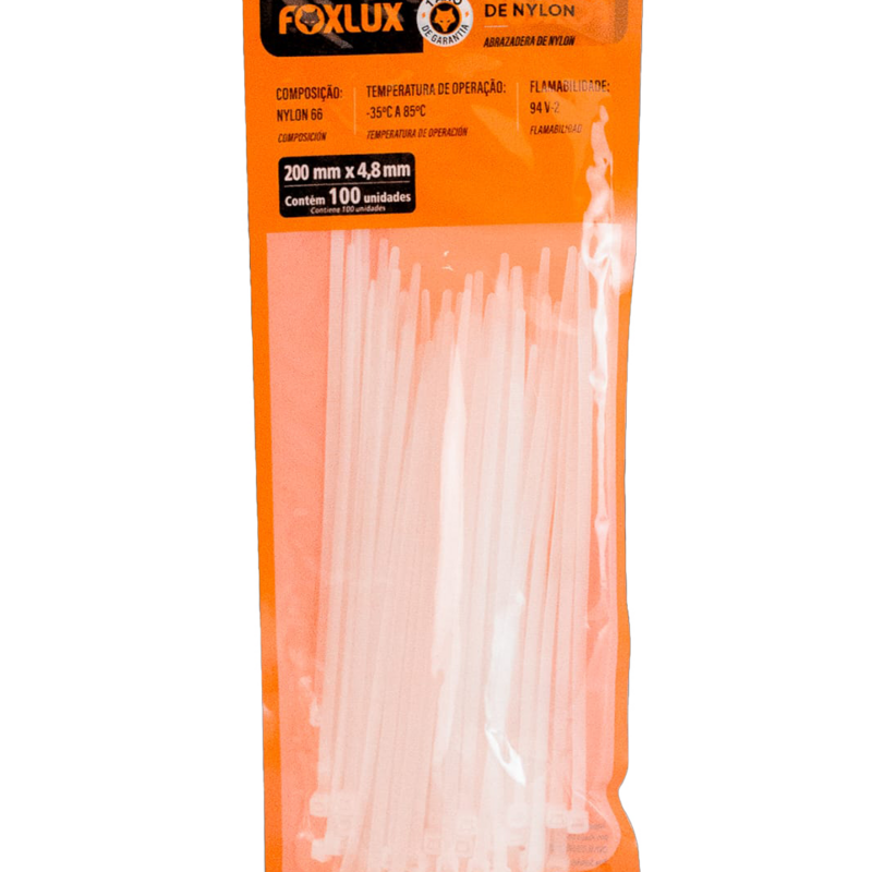 ABRACADEIRA NYLON BR 200X4,8MM 100UN