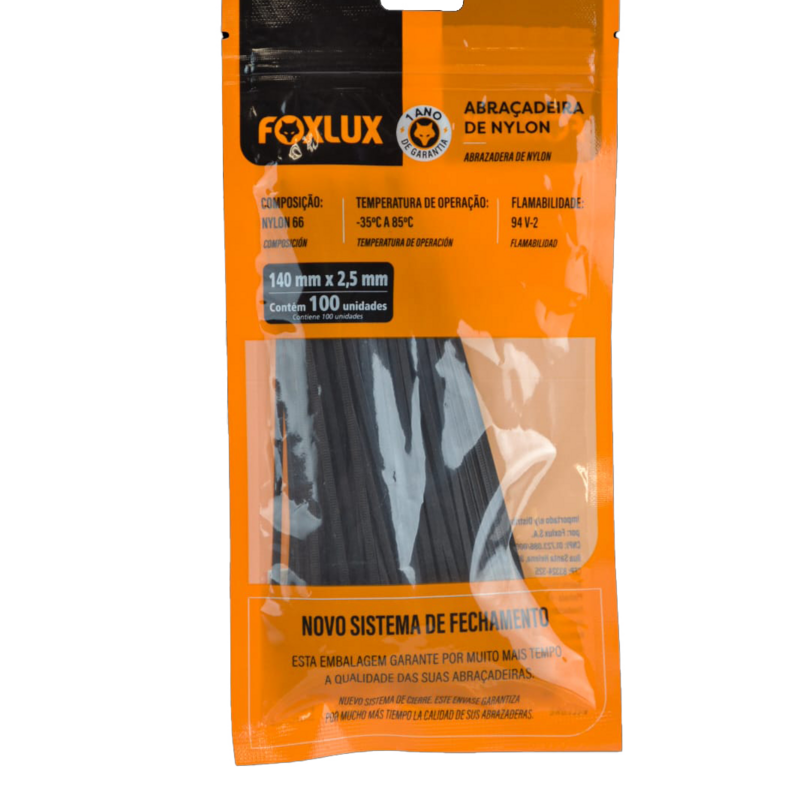 ABRACADEIRA NYLON PR 140X2,5MM 100UN