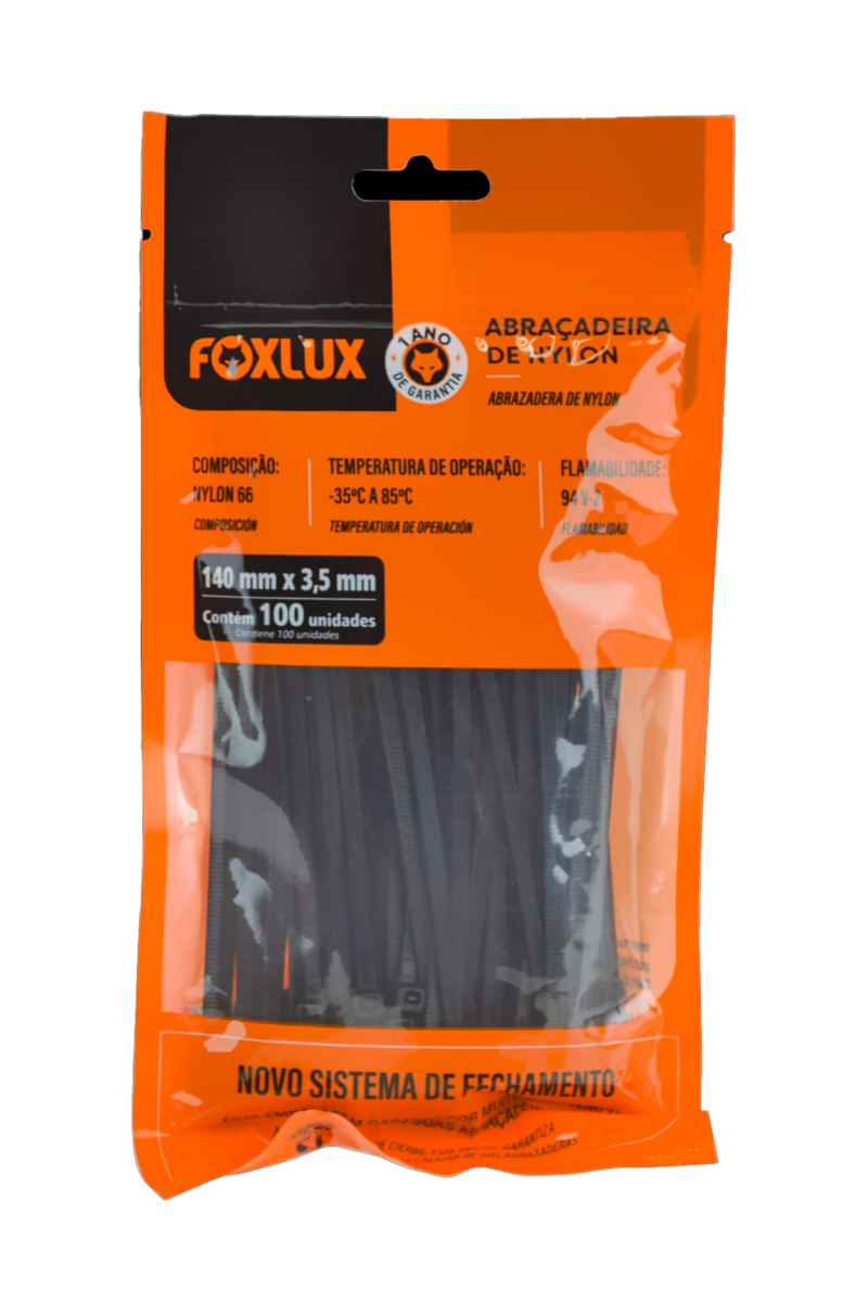 ABRACADEIRA NYLON PR 140X3,5MM 100UN