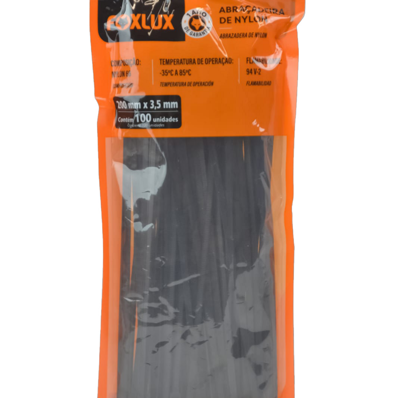 ABRACADEIRA NYLON PR 200X3,5MM 100UN