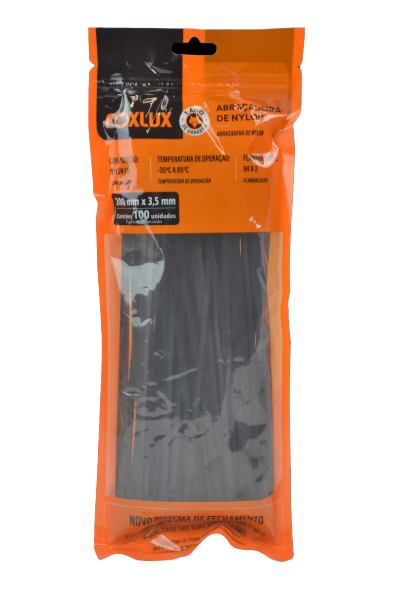 ABRACADEIRA NYLON PR 200X3,5MM 100UN