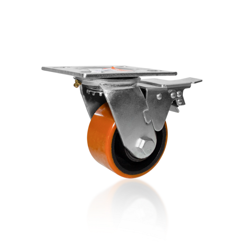 RODIZIO GIRAT 4″ PU REF LARANJ C/FREIO