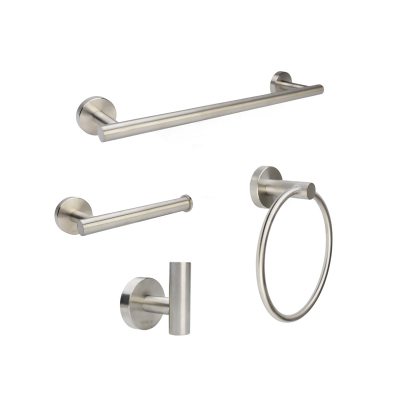 KIT P/BANHEIRO INOX ESCOVADO 4PC LUXO