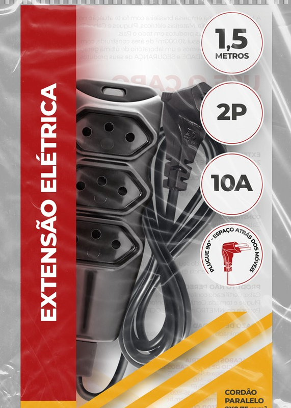 EXTENSAO PL 2P 90 2X0,75  1,5M PT