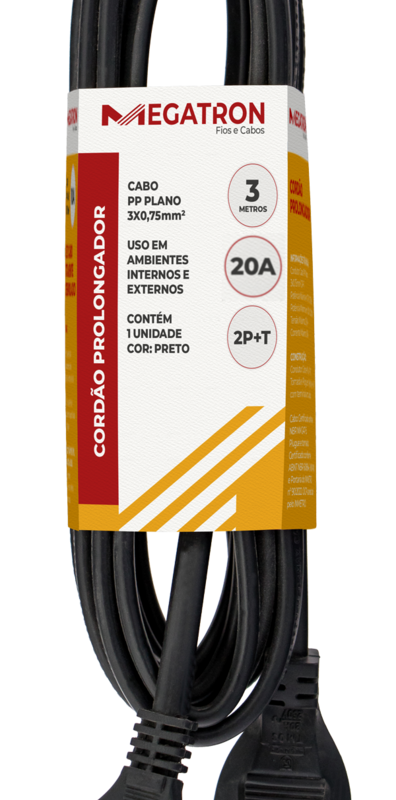 CORDAO PROLONG PP 3X2,5MM 3MT PT