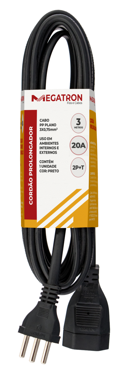 CORDAO PROLONG PP 3X2,5MM 3MT PT
