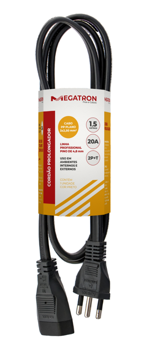 CORDAO PROLONG PP 2X2,5MM 3MT PT